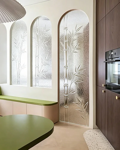 Bamboo Pattern Glass Arch Partition Bamboo Pattern Glass Arch Partition